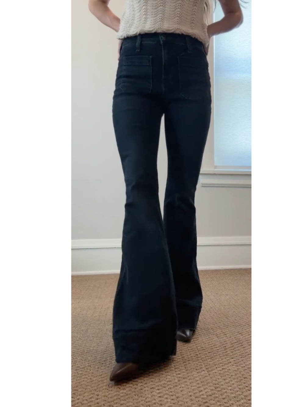 Veronica Beard Sheridan High Rise Patch Pocket Flare Jeans